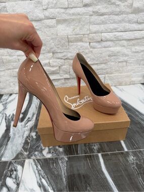 Christian Louboutin Blush Patent Leather Platform Pumps